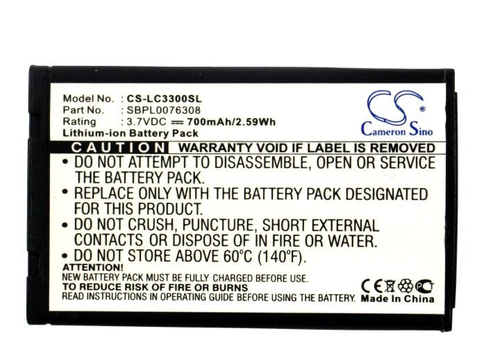 3.7V, 700mAh, Li-ion Battery fits Lg, 672, C2000, 2.59Wh