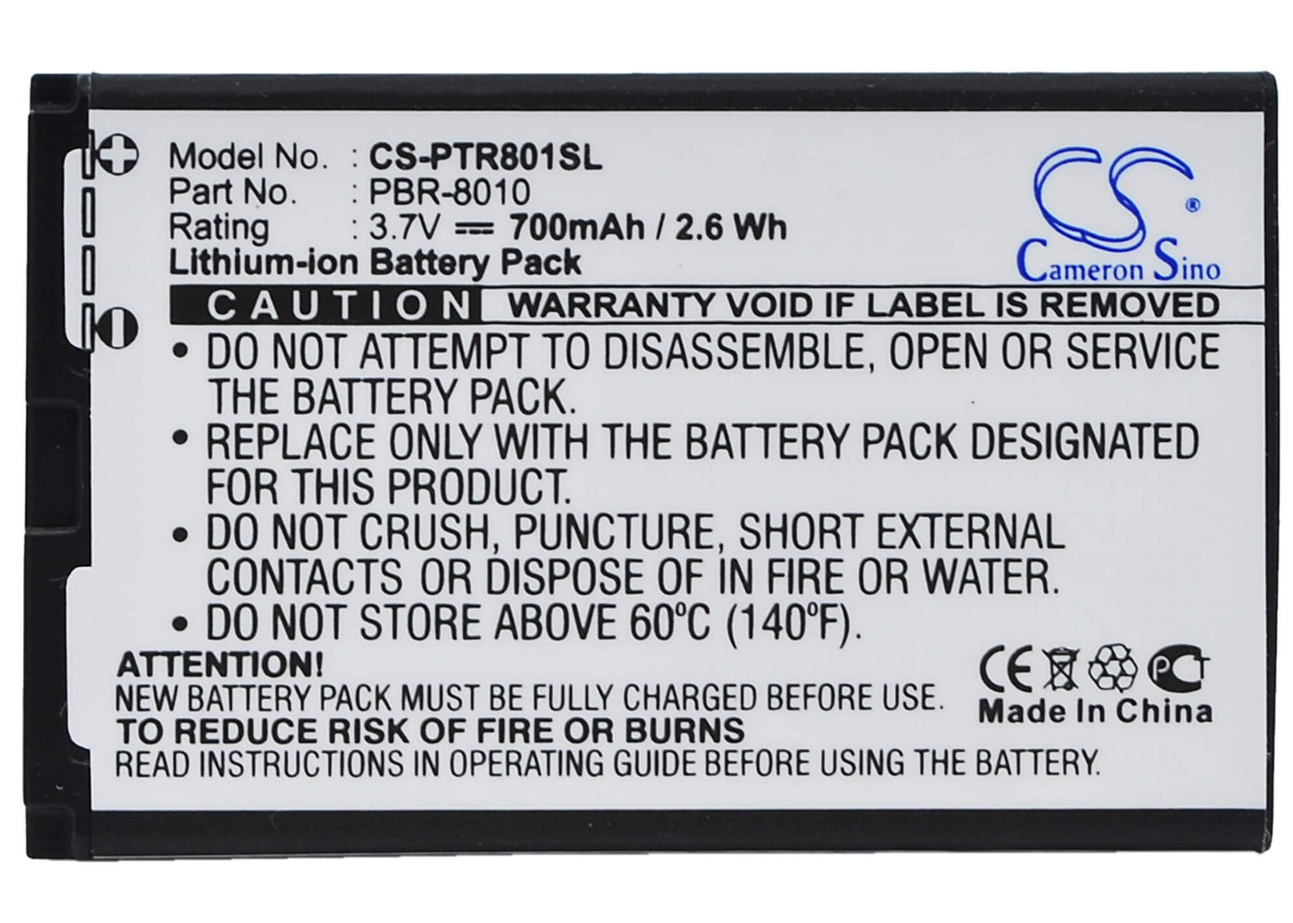 3.7V, 700mAh, Li-ion Battery fits Verizon, Blitz, 2.59Wh
