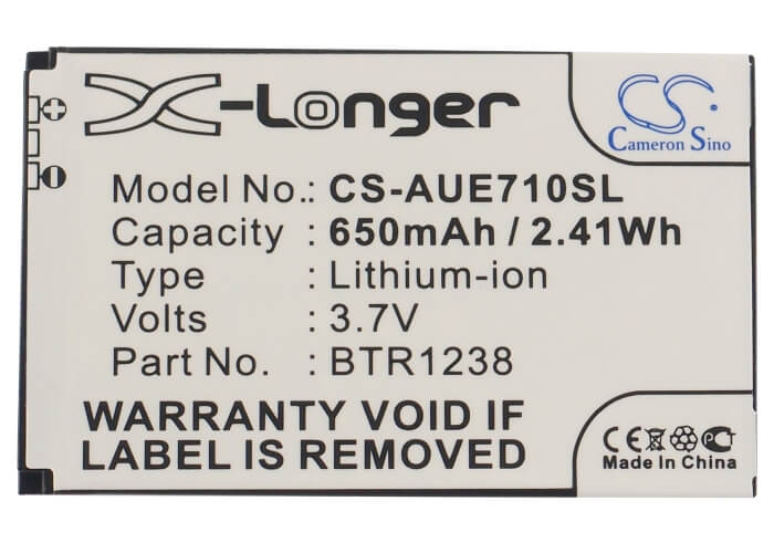 3.7V, 650mAh, Li-ion Battery fits Utstarcom, E1000 Slider, E71, 2.405Wh