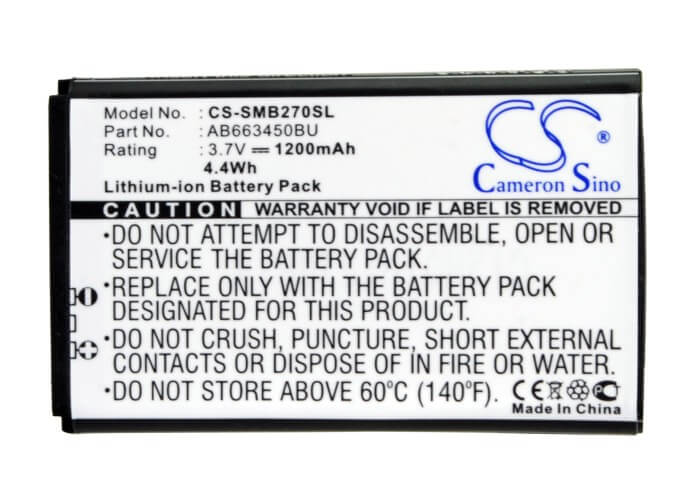 3.7V, 1200mAh, Li-ion Battery fits Samsung, B2700, Gt-b2700, 4.44Wh