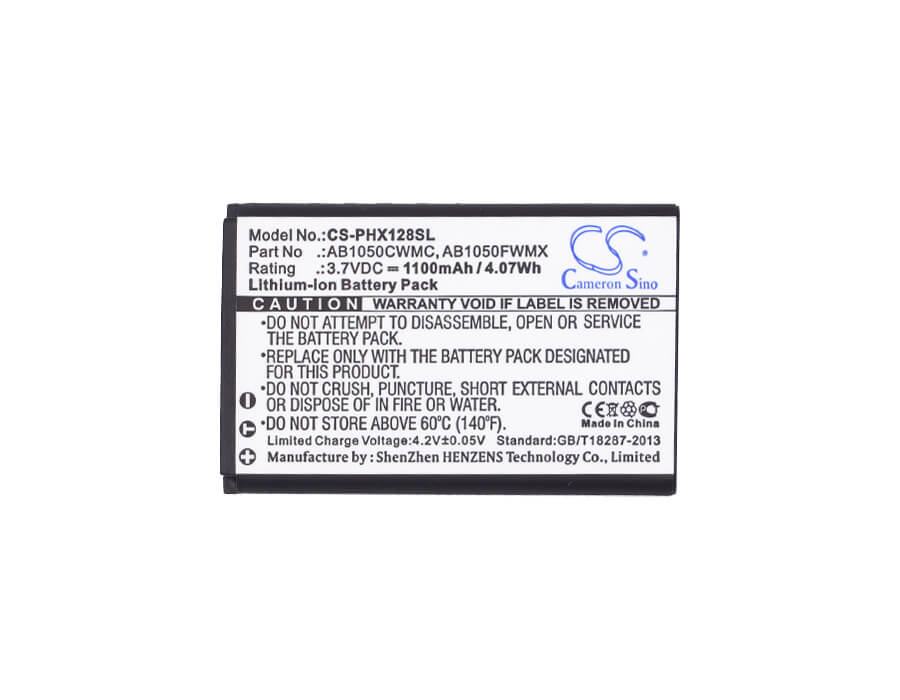 3.7V, 1100mAh, Li-ion Battery fits Philips, Xenium 128, Xenium X116, 4.07Wh