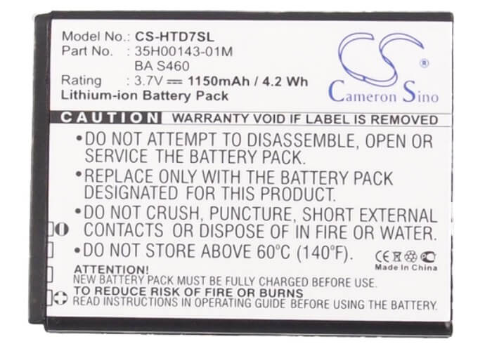 3.7V, 1150mAh, Li-ion Battery fits T-mobile, Hd7, 4.255Wh
