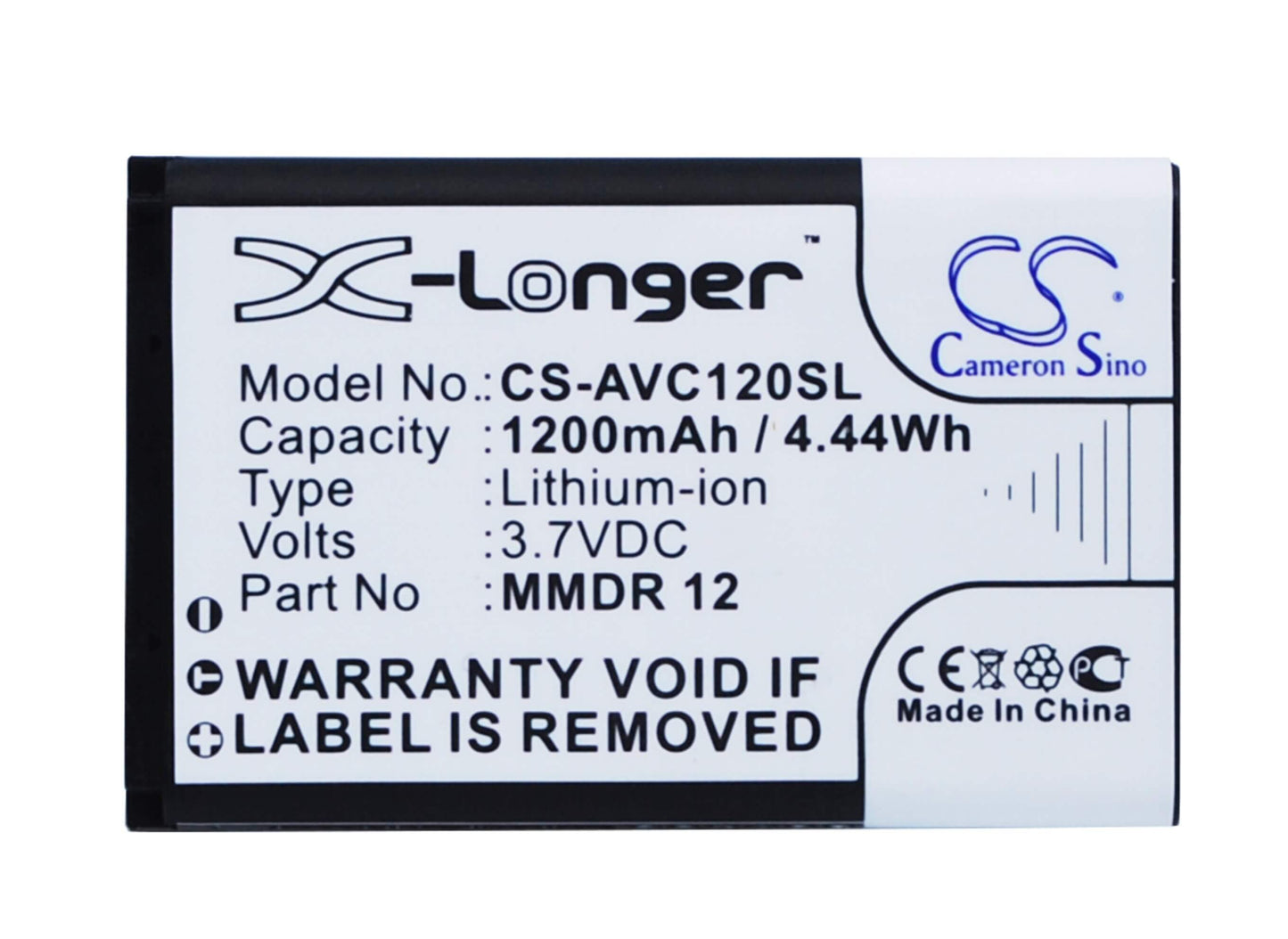 3.7V, 1200mAh, Li-ion Battery fits Denver, Gsp-110, Gsp-120, 4.44Wh