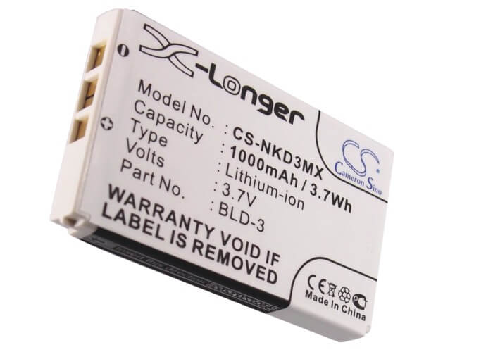 3.7V, 1000mAh, Li-ion Battery fits Nokia, 2100, 3200, 3.7Wh