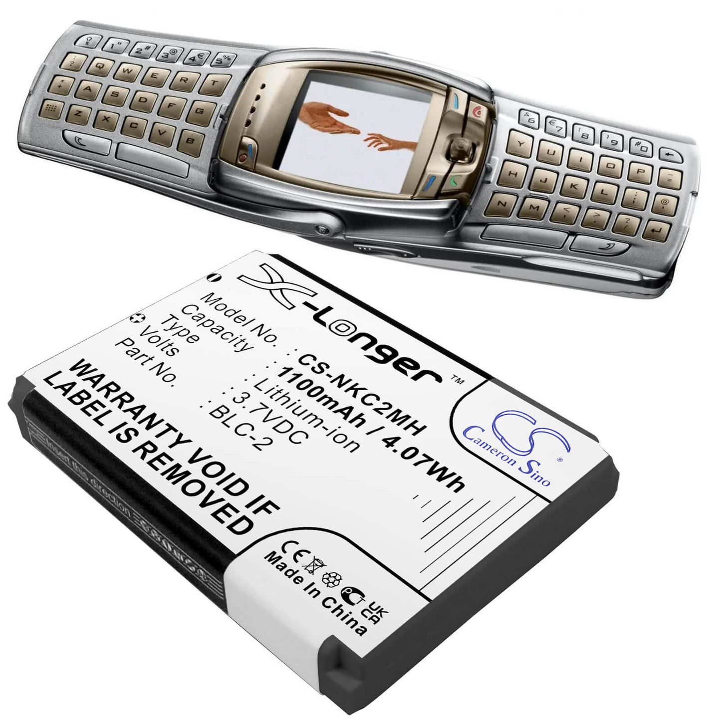 3.7V, 1100mAh, Li-ion Battery fits Nokia, 1220, 1221, 4.07Wh