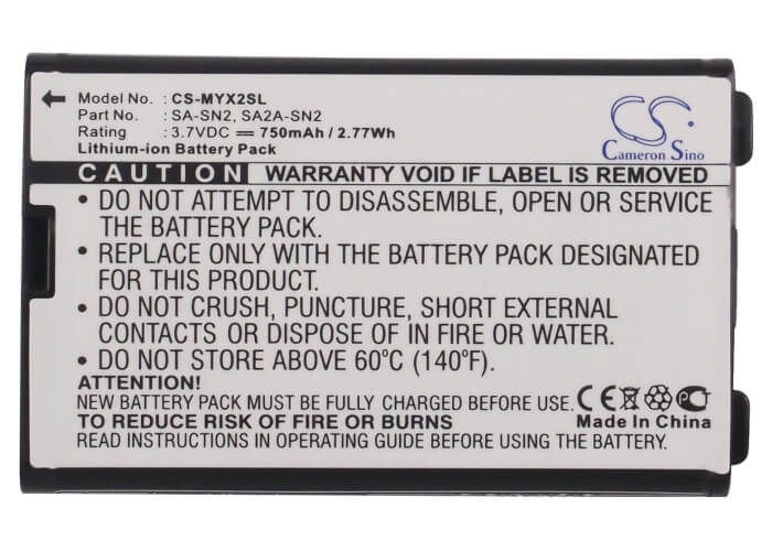 3.7V, 750mAh, Li-ion Battery fits Sagem, Myx2, Myx-2, 2.775Wh