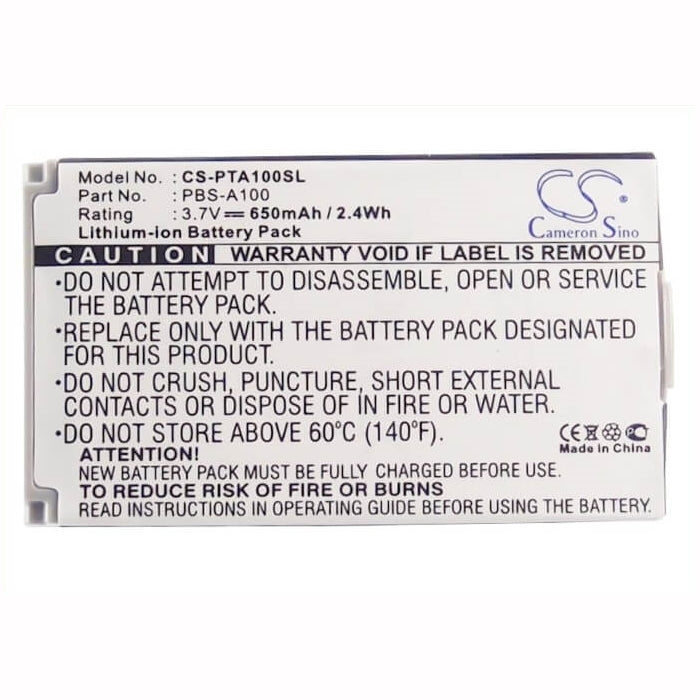3.7V, 650mAh, Li-ion Battery fits Pantech, A100, 2.405Wh