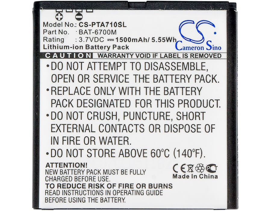3.7V, 1500mAh, Li-ion Battery fits Pantech, Im-a710, Im-a710k, 5.55Wh