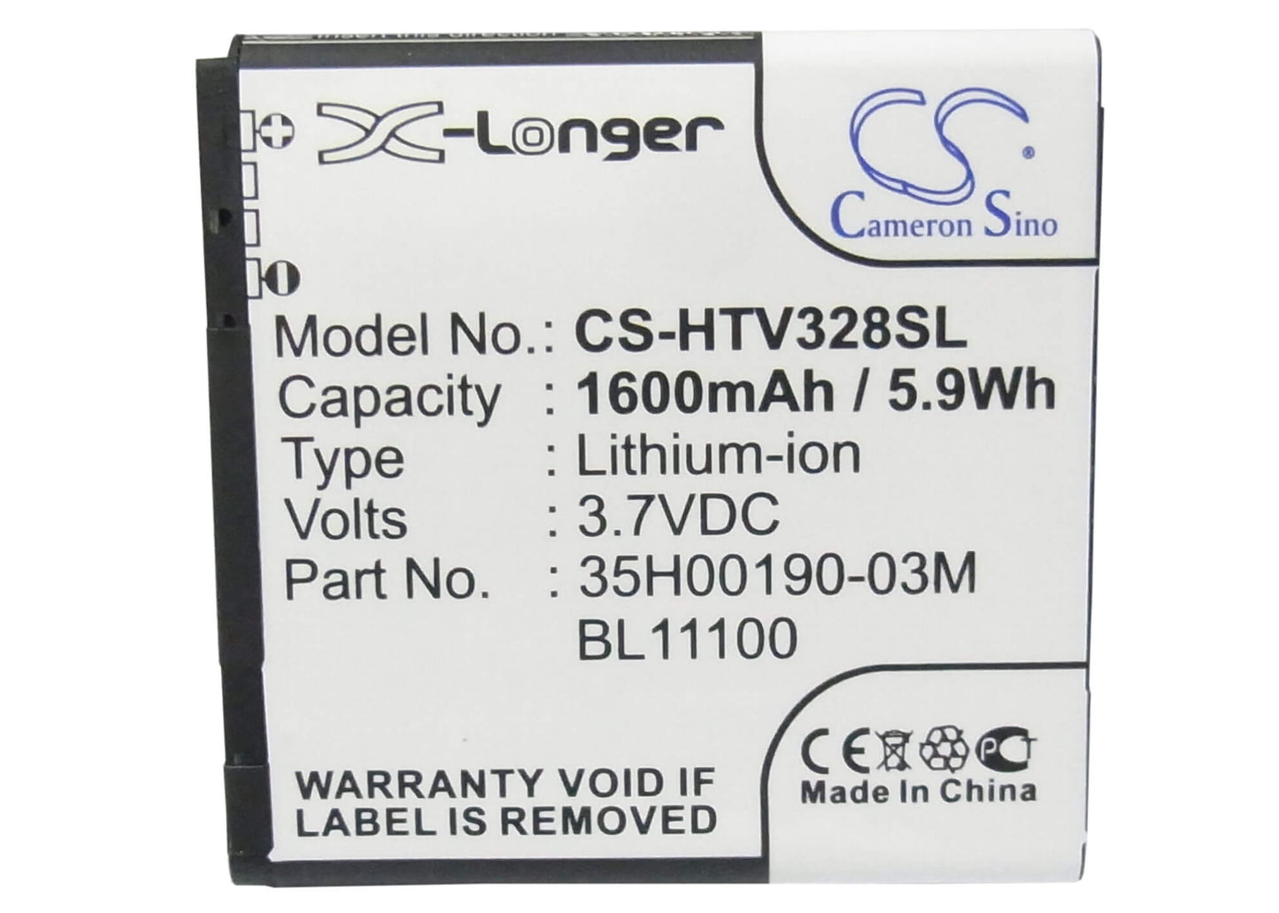3.7V, 1600mAh, Li-ion Battery fits Htc, Desire Q, Desire U, 5.92Wh