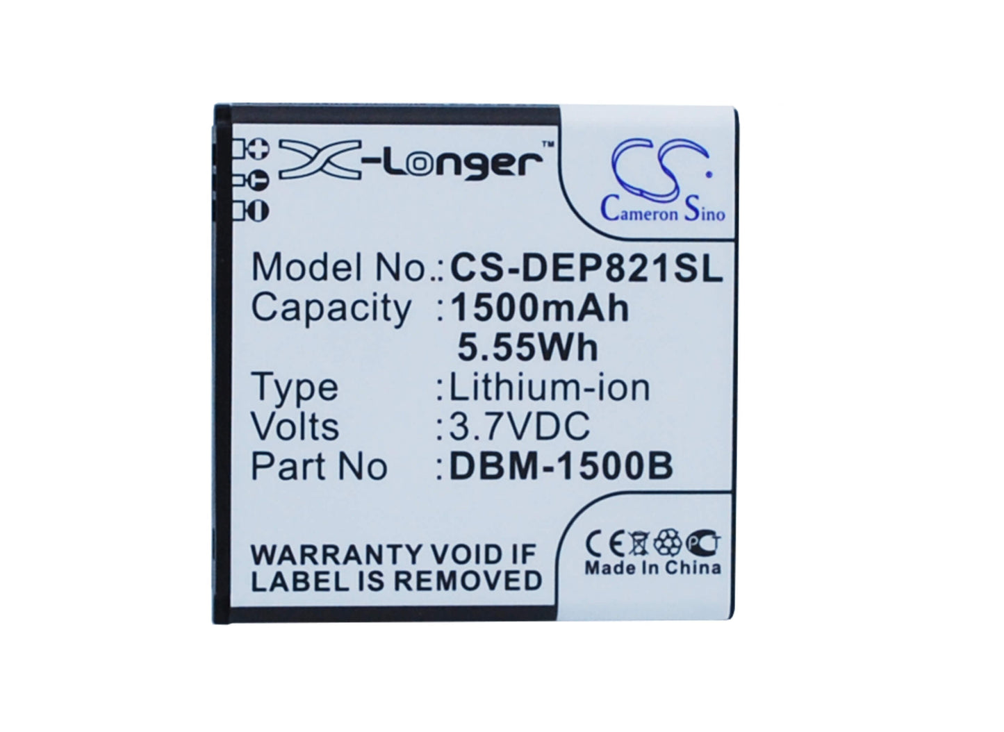 3.7V, 1500mAh, Li-ion Battery fits Doro, 6778, Liberto 820 Mini, 5.55Wh