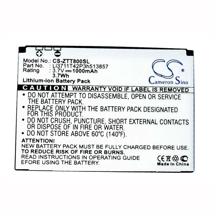 3.7V, 1000mAh, Li-ion Battery fits Vodafone, P752d, 3.7Wh