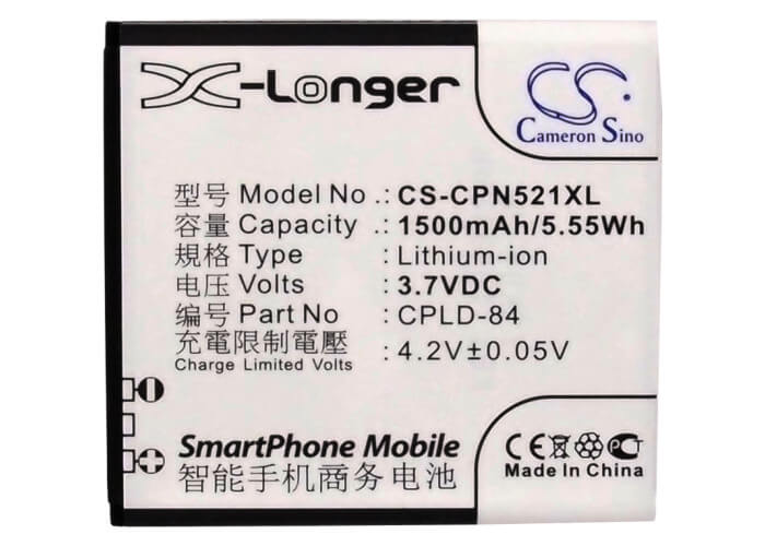 3.7V, 1500mAh, Li-ion Battery fits Coolpad, 5210, 7235, 5.55Wh