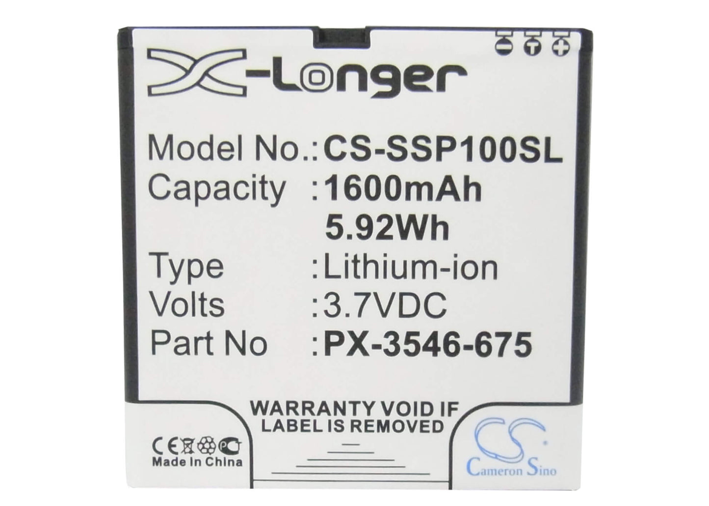 3.7V, 1600mAh, Li-ion Battery fits Simvalley, Sp-100, 5.92Wh
