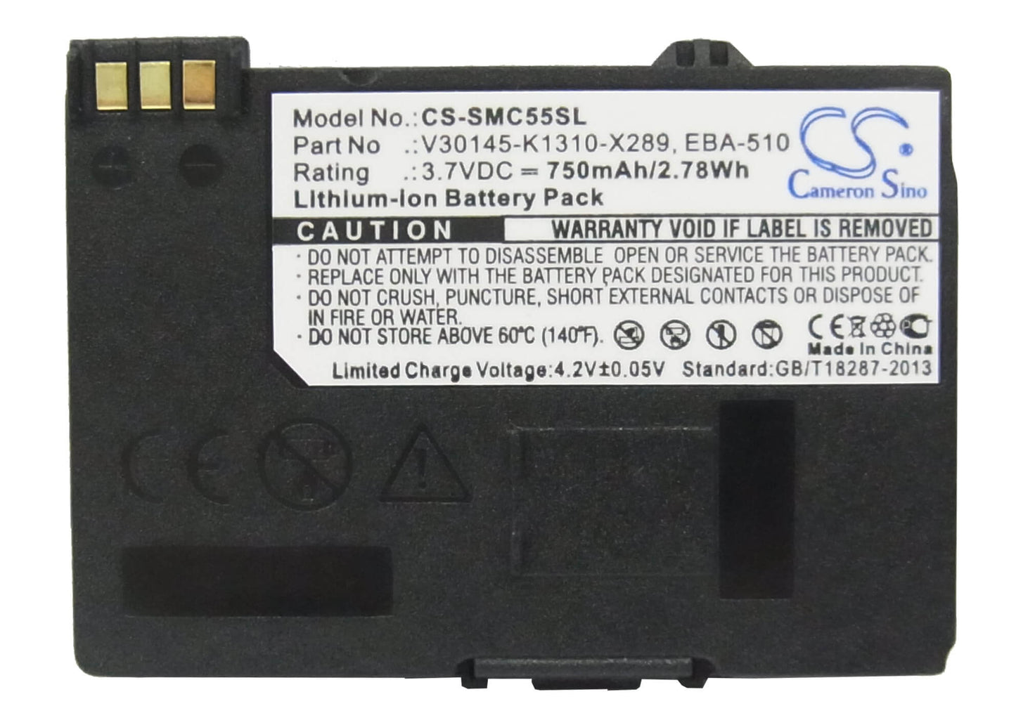 3.7V, 750mAh, Li-ion Battery fits Siemens, A51, A52, 2.775Wh