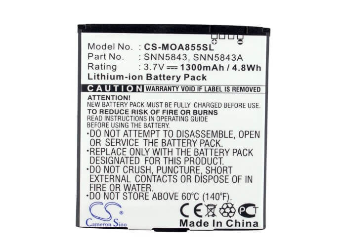 3.7V, 1300mAh, Li-ion Battery fits T-mobile, Cliq, Motosmart, 4.81Wh