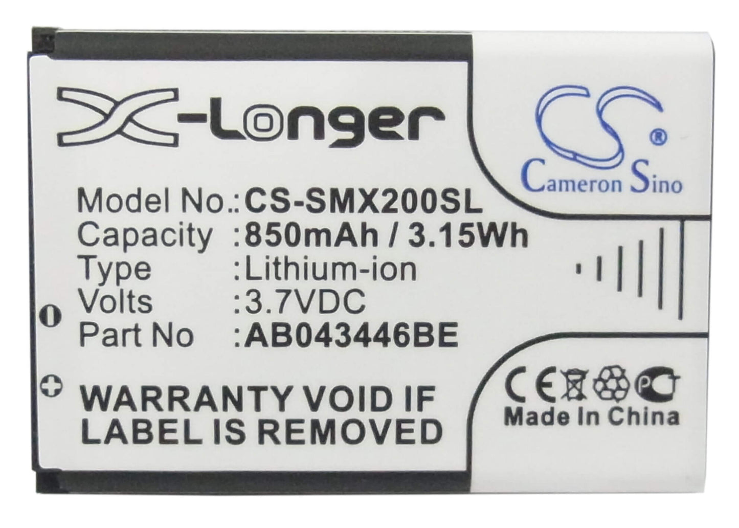 3.7V, 850mAh, Li-ion Battery fits Samsung, Gt-c5212, Gt-e1080, 3.145Wh