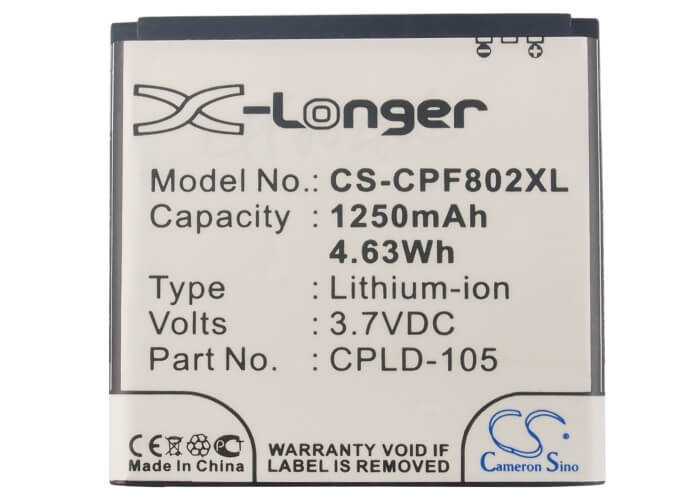 3.7V, 1250mAh, Li-ion Battery fits Coolpad, 8020+, 4.625Wh