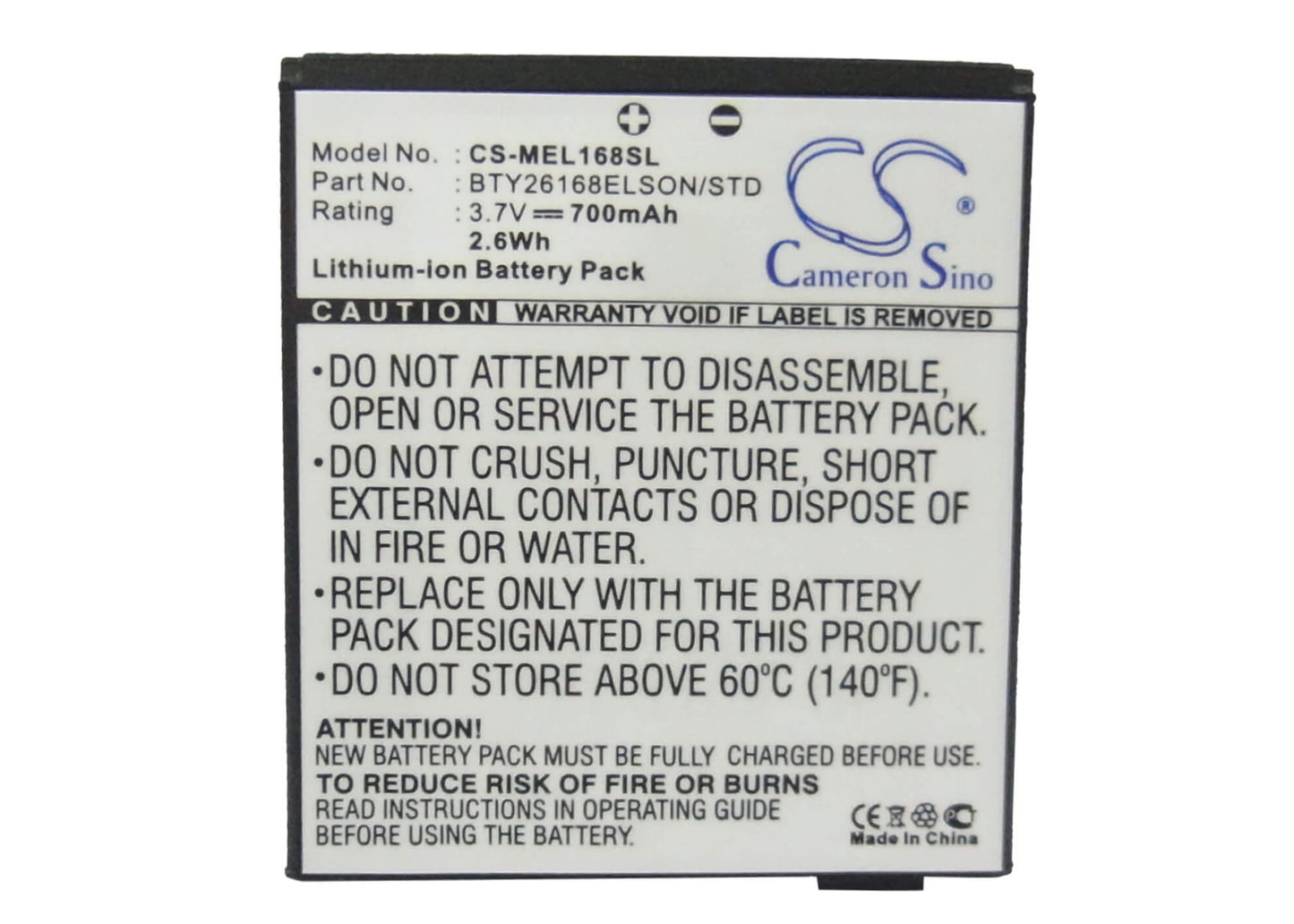 3.7V, 700mAh, Li-ion Battery fits Mobistel, Es1, 2.59Wh