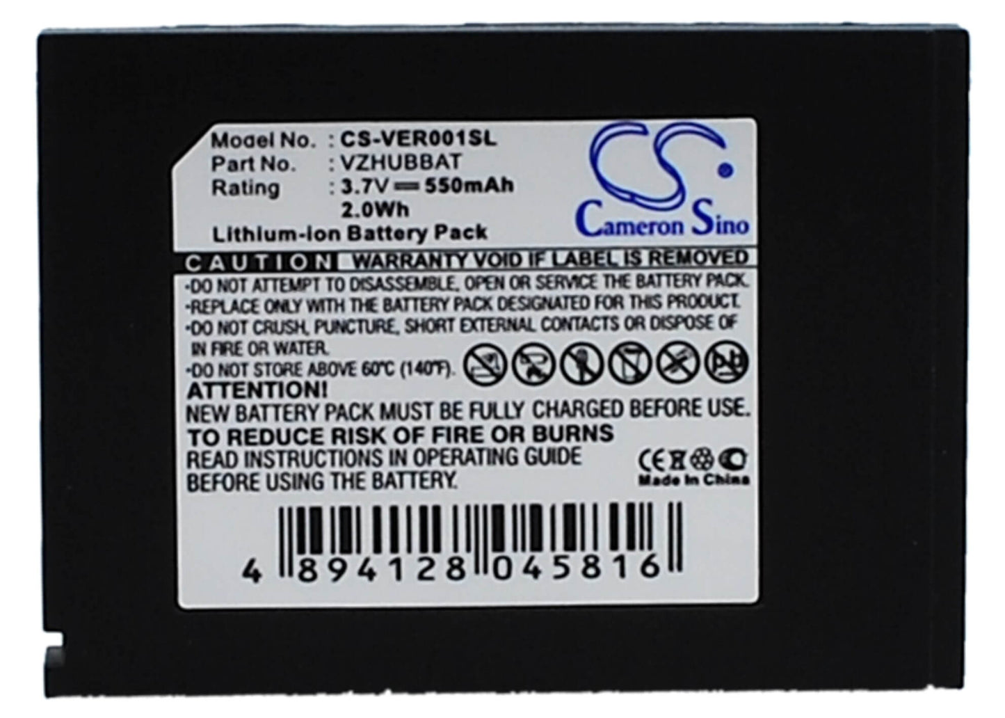 3.7V, 550mAh, Li-ion Battery fits Verizon, Hub, 2.035Wh