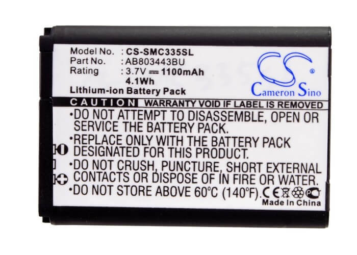 3.7V, 1100mAh, Li-ion Battery fits Samsung, Gt-c3350, Solid Xcover, 4.07Wh