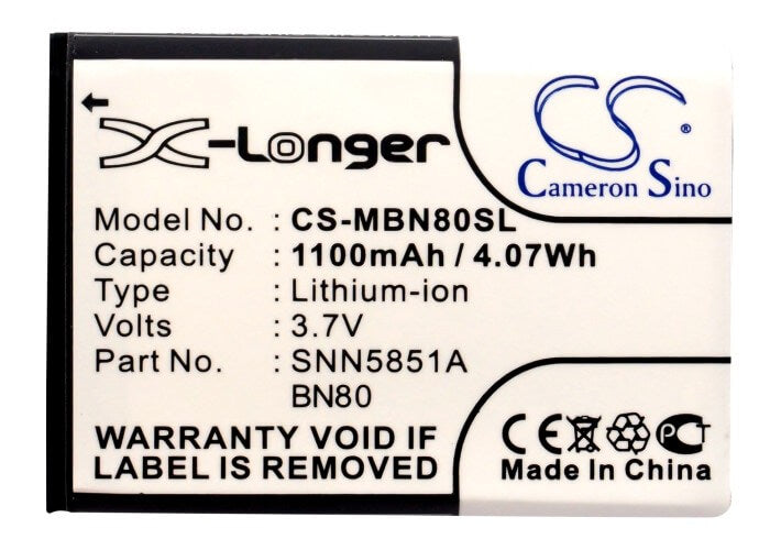 3.7V, 1100mAh, Li-ion Battery fits Motorola, Backflip, Backflip I886, 4.07Wh