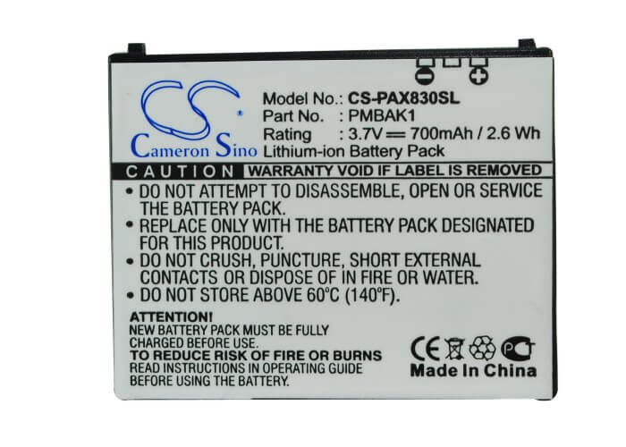 3.7V, 700mAh, Li-ion Battery fits Panasonic, 824p, 830p, 2.59Wh