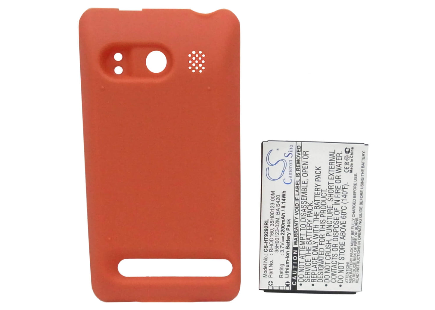 Red, 3.7V, 2200mAh, Li-ion Battery fits Htc, A9292, Evo 4g, 8.14Wh