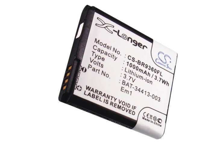 3.7V, 1000mAh, Li-ion Battery fits Blackberry, Apollo, Curve 9350, 3.7Wh