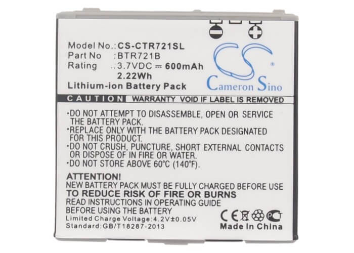 3.7V, 600mAh, Li-ion Battery fits Casio, C721, 2.22Wh