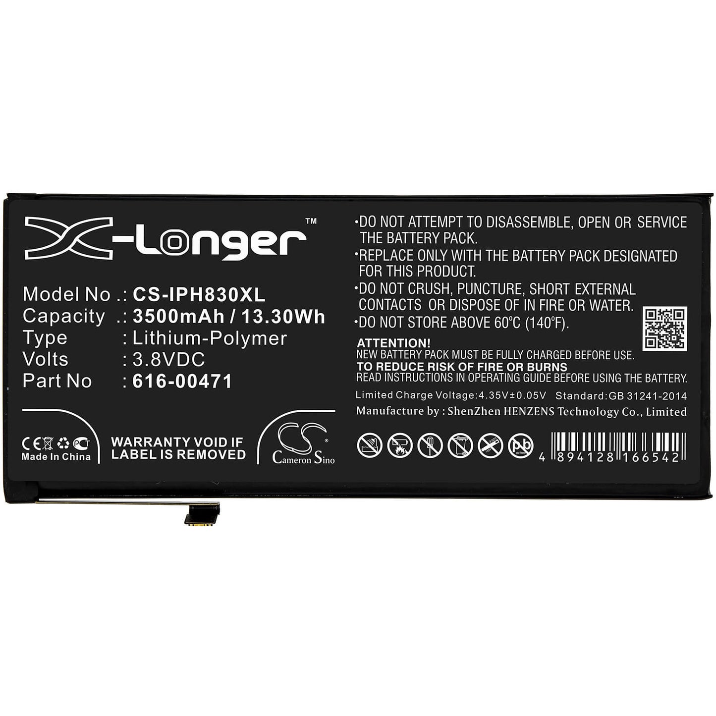 3.8V, 3500mAh, Li-Polymer Battery fits Apple, A1984, A2105, 13.3Wh