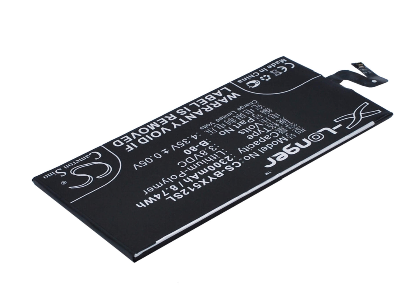 3.8V, 2300mAh, Li-Polymer Battery fits Bbk, Vivo X5 Max V, 8.74Wh