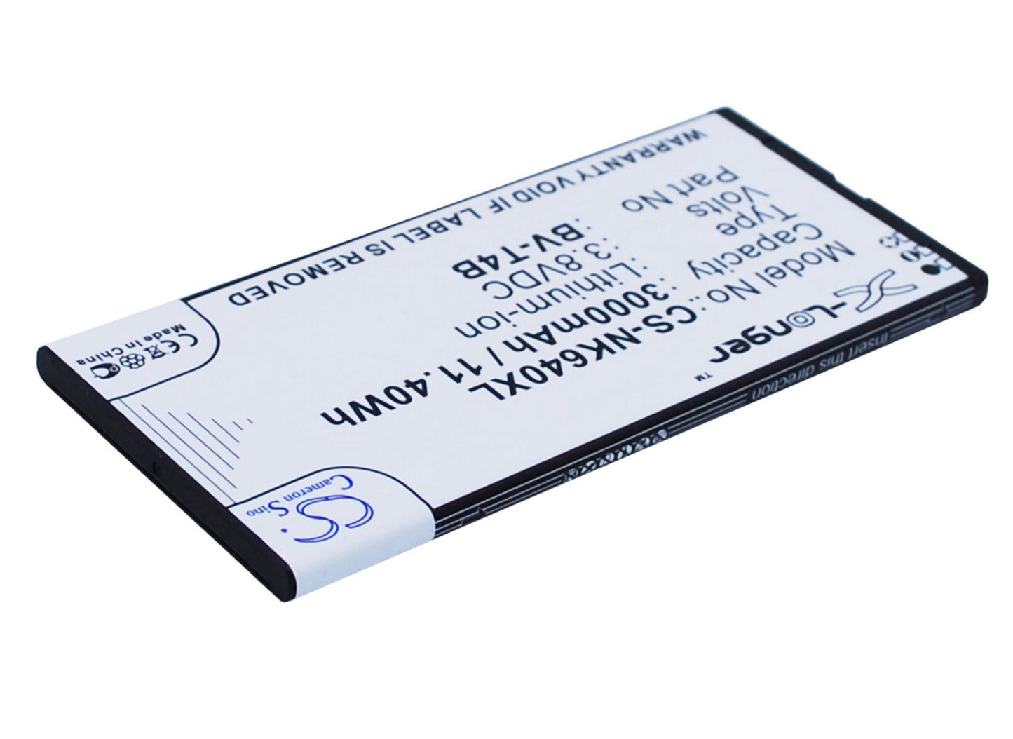 3.8V, 3000mAh, Li-Polymer Battery fits Nokia, Bv-t4b, 11.4Wh