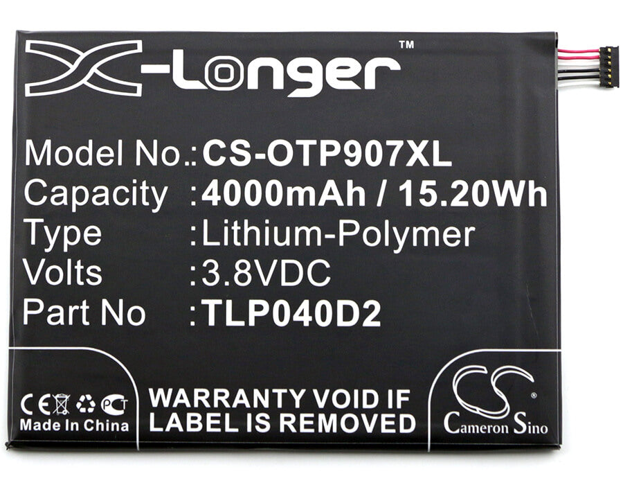3.8V, 4000mAh, Li-Polymer Battery fits Alcatel, 9007t, One Touch Pixi 3 7, 15.2Wh