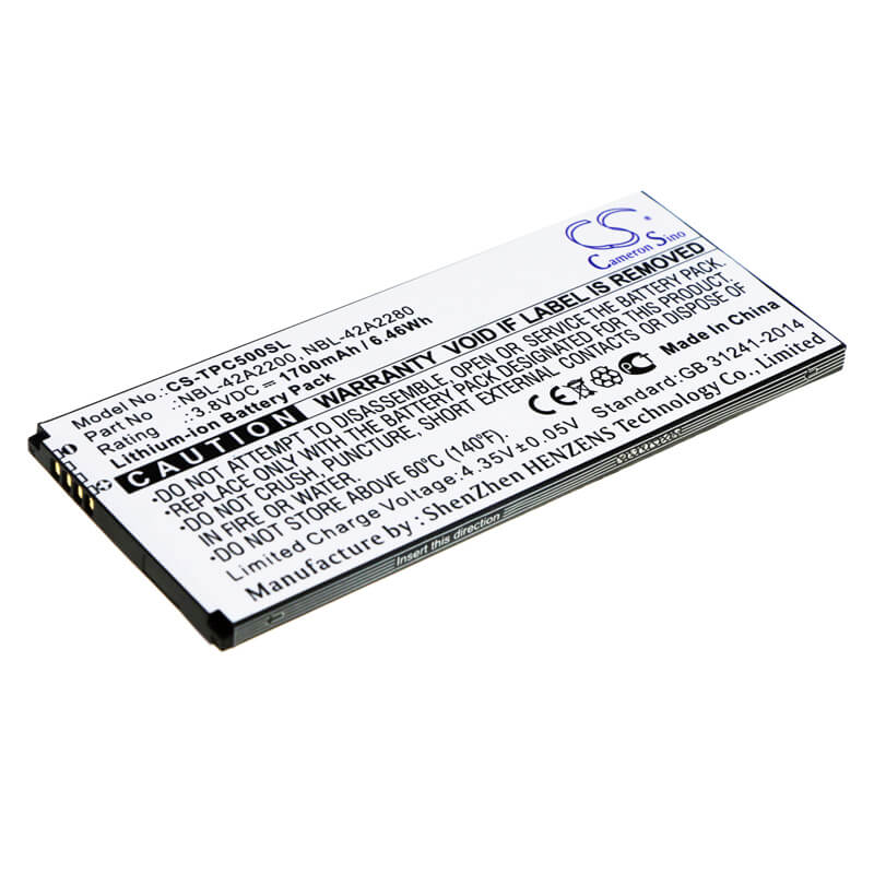 3.8V, 1700mAh, Li-ion Battery fits Tp-link, Neffos C5, Neffos C5 Lte Dual Sim, 6.46Wh