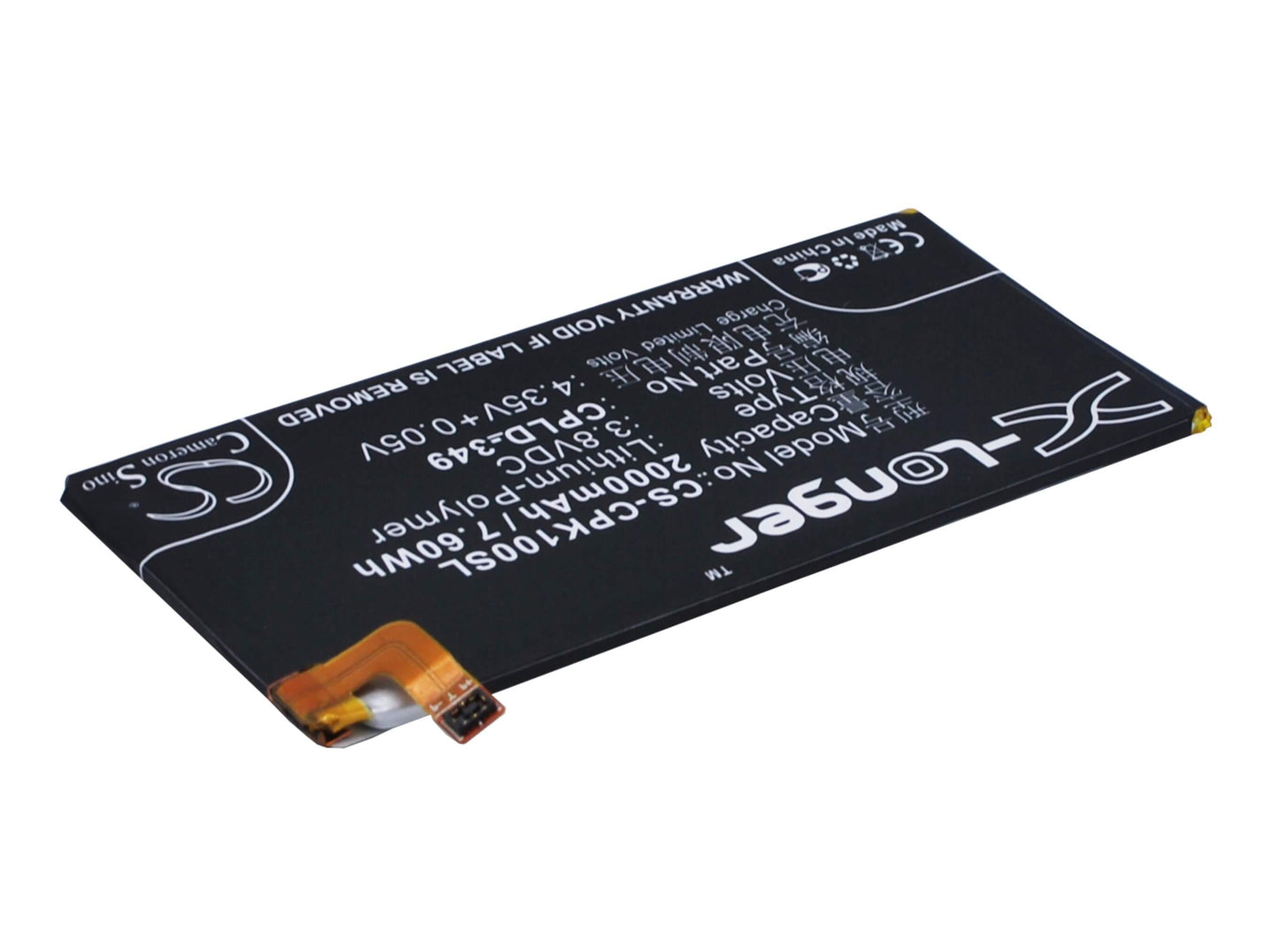3.8V, 2000mAh, Li-Polymer Battery fits Coolpad, Ivvi K1, Ivvi K1-nt, 7.6Wh