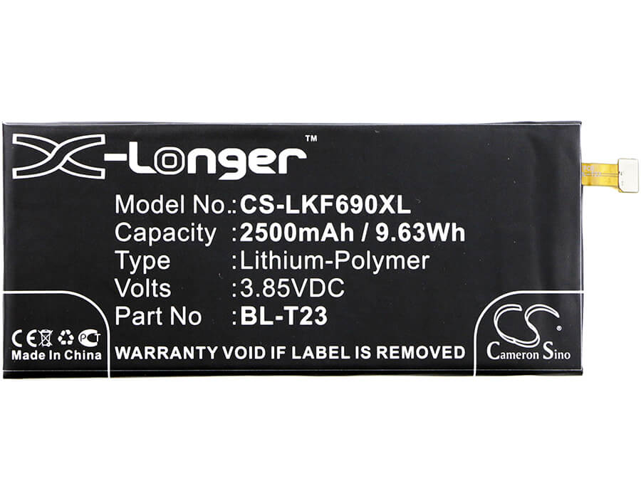 3.85V, 2500mAh, Li-Polymer Battery fits Lg, F690l, F690s, 9.625Wh