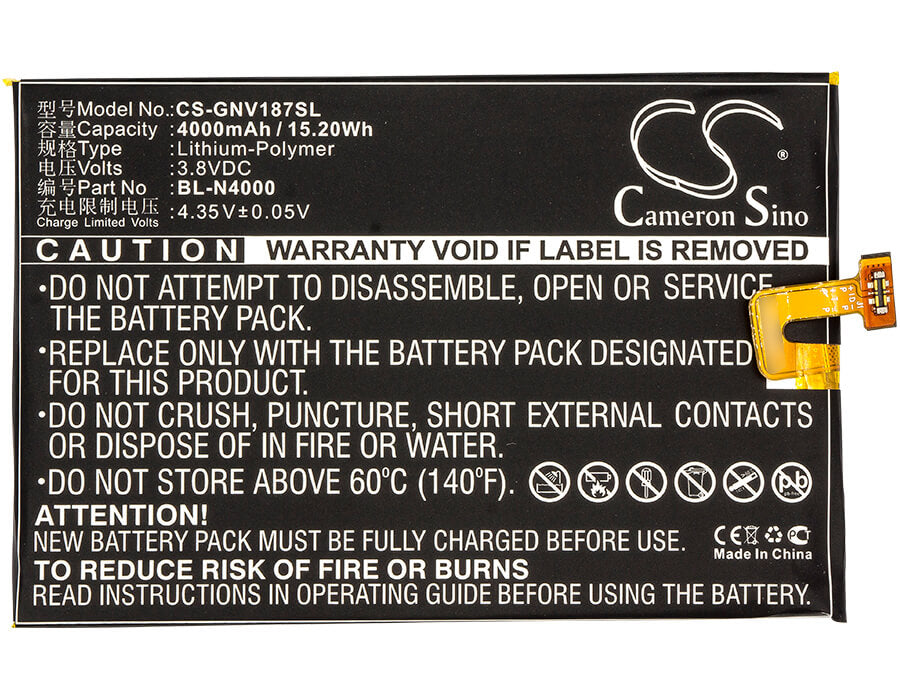 3.8V, 4000mAh, Li-Polymer Battery fits Blu, Energy X Lte E0010uu, 15.2Wh