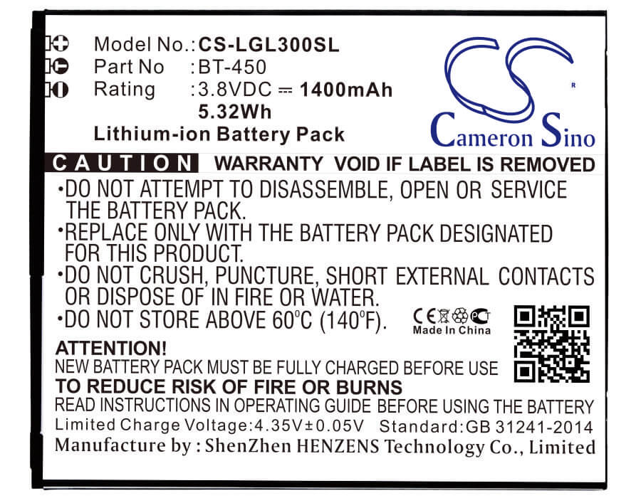 3.8V, 1400mAh, Li-ion Battery fits Leagoo, Lead 3, Lead 3s, 5.32Wh