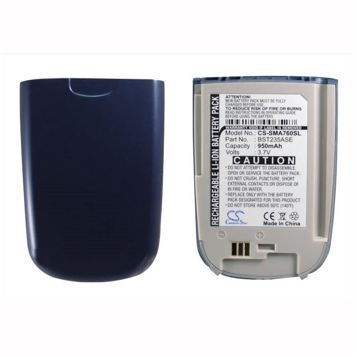 3.7V, 950mAh, Li-ion Battery fits Samsung, Sph-a760, 3.515Wh
