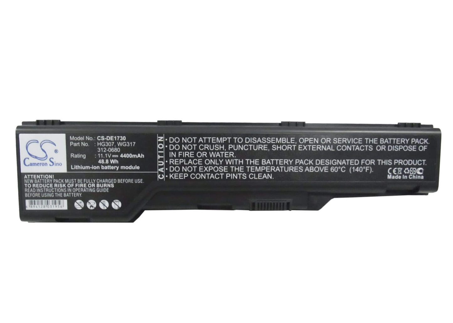 11.1V, 4400mAh, Li-ion Battery fits Dell, Xps 1730, Xps M1730, 48.84Wh