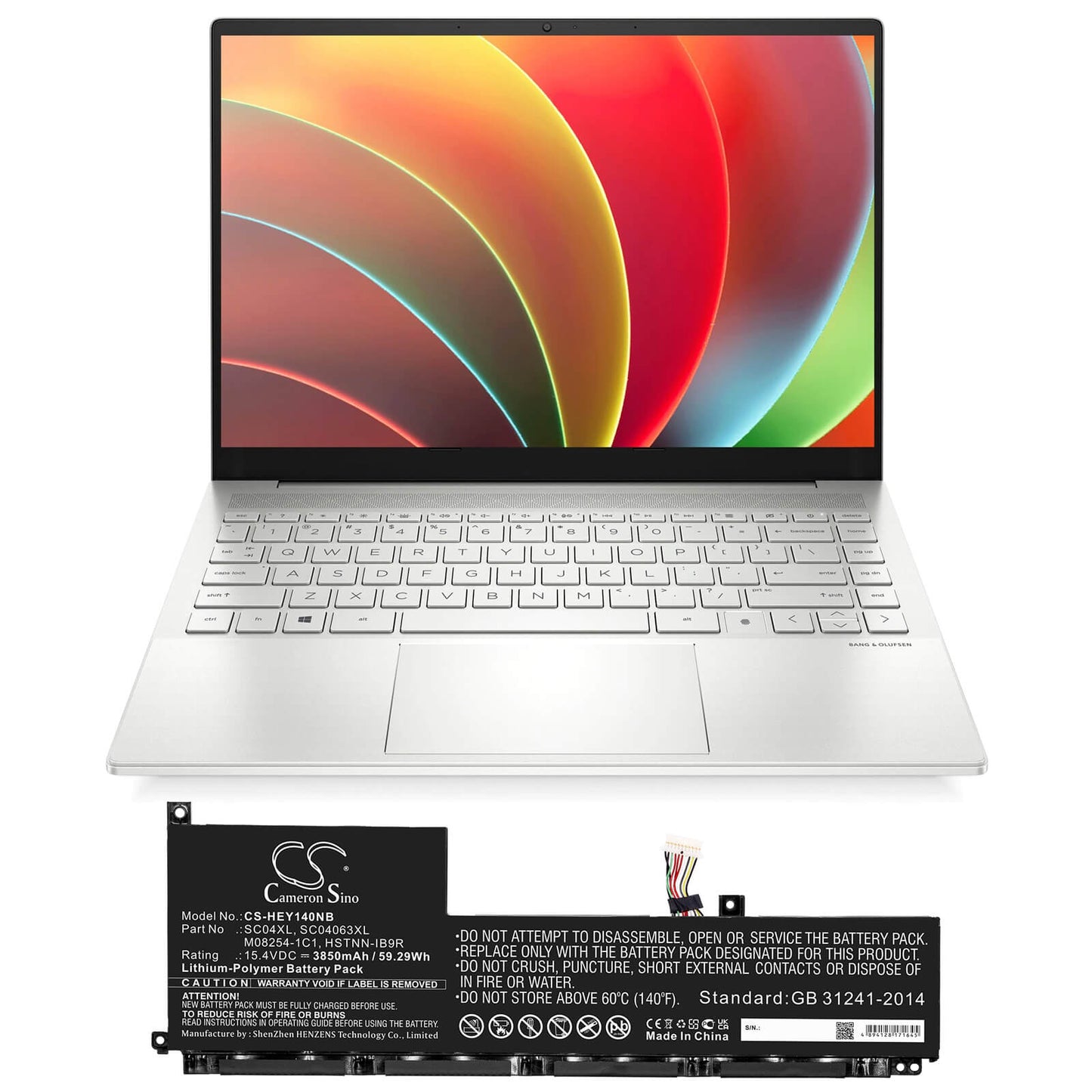 15.4V, 3850mAh, Li-Polymer Battery fits Hp, Envy 14-eb0000nf, Envy 14-eb0006nj, 59.29Wh