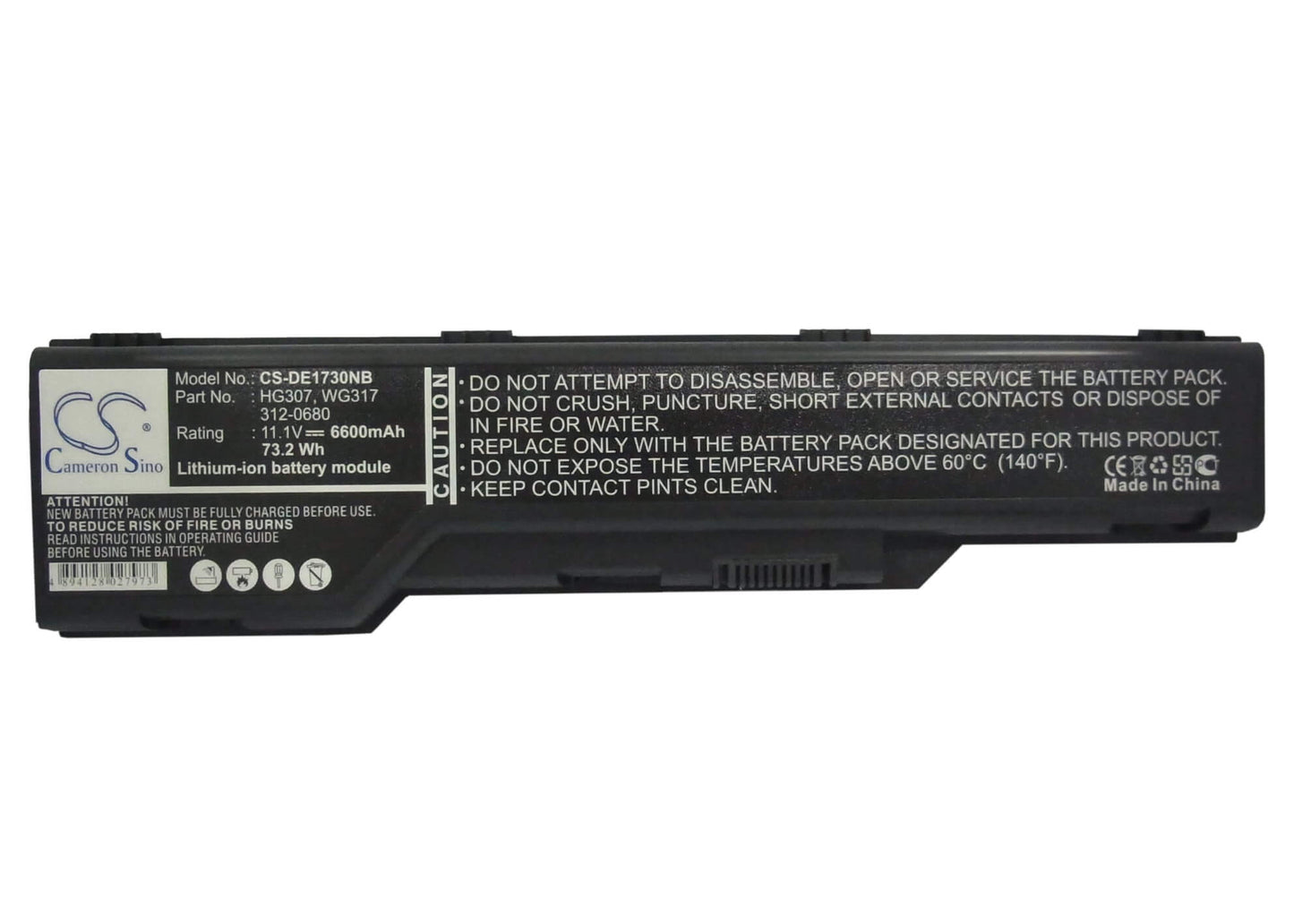 11.1V, 6600mAh, Li-ion Battery fits Dell, Xps M1730, 73.26Wh