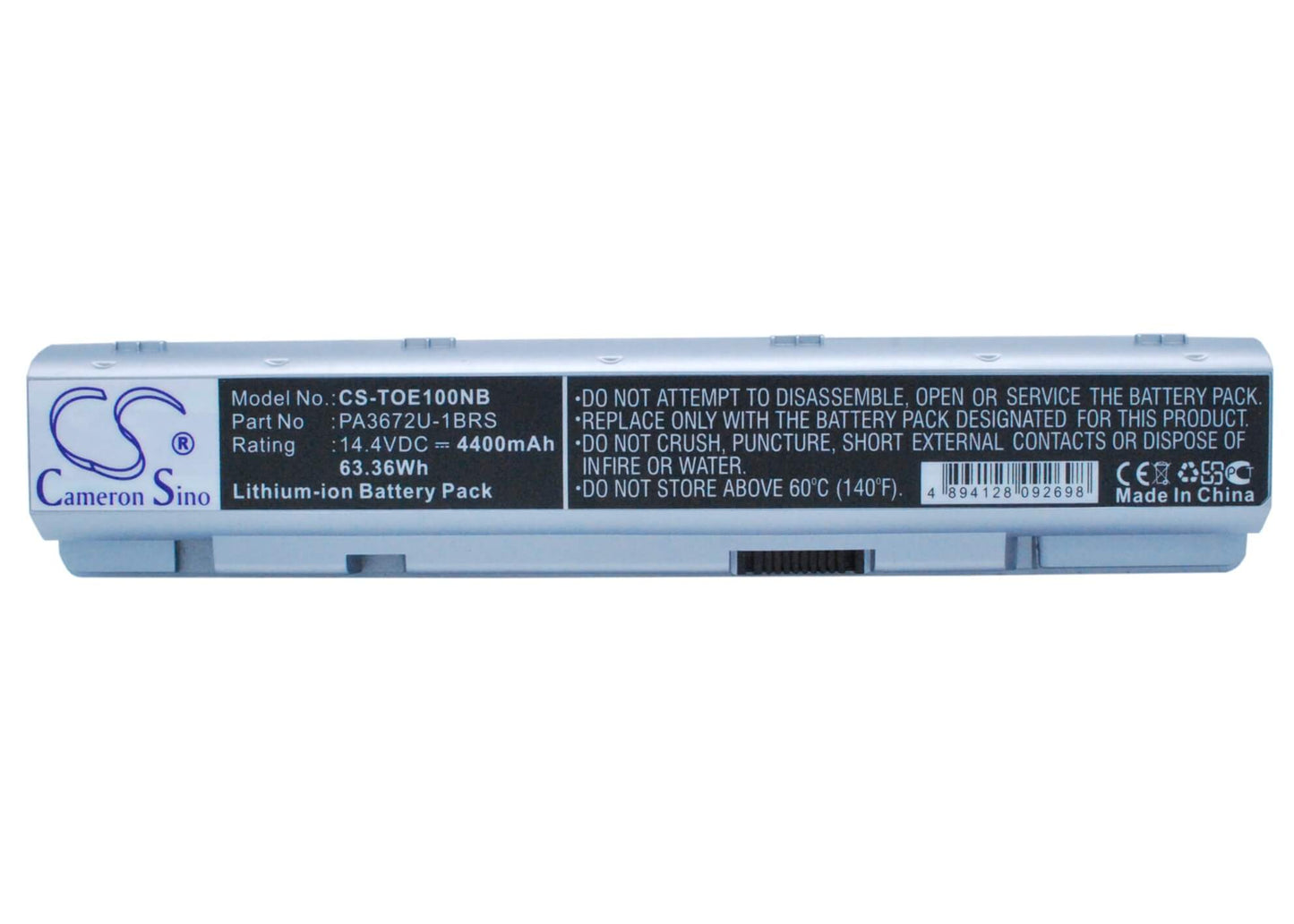 14.4V, 4400mAh, Li-ion Battery fits Toshiba, Satellite E100, Satellite E105, 63.36Wh