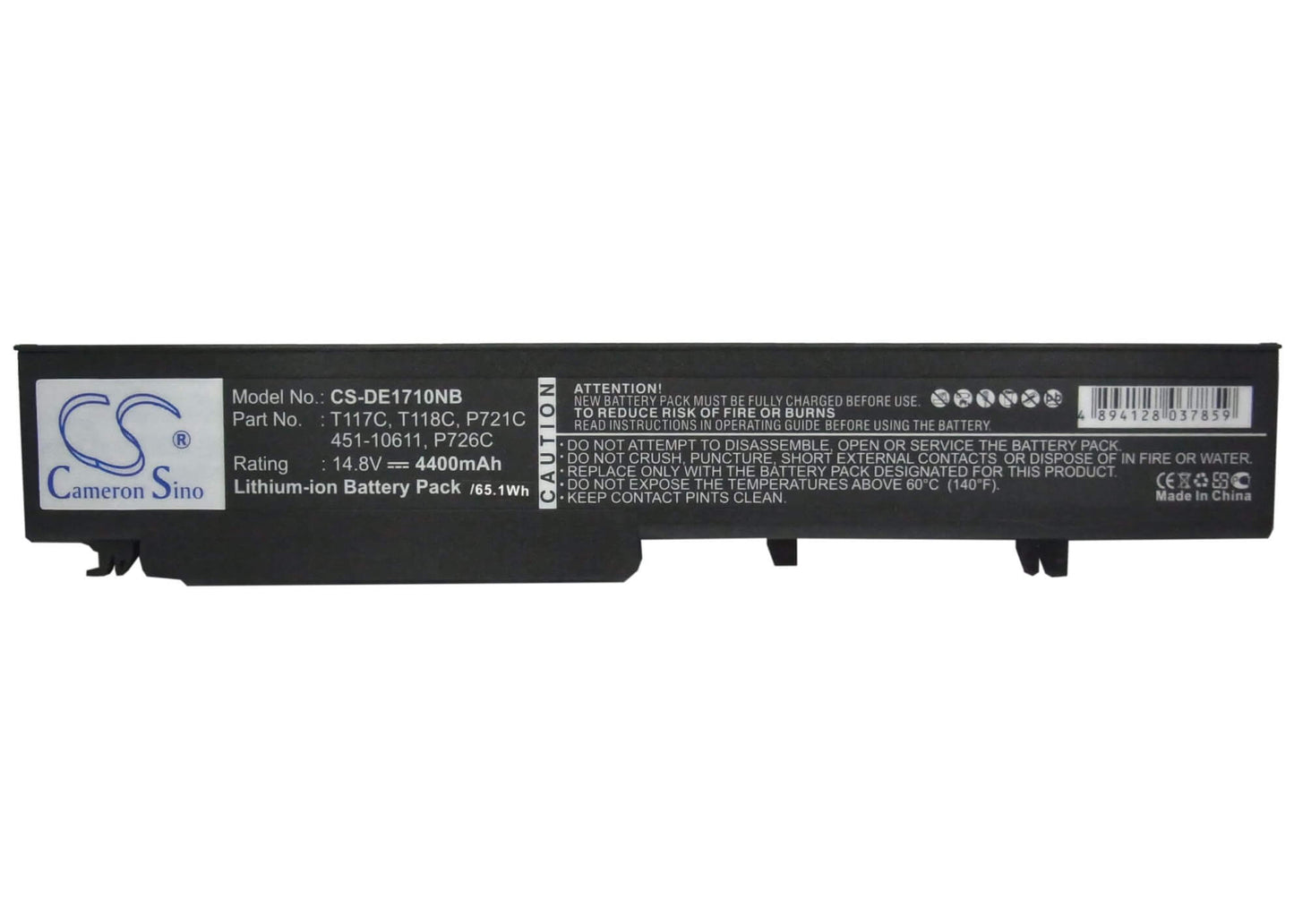 14.8V, 4400mAh, Li-ion Battery fits Dell, Vostro 1710, Vostro 1720, 65.12Wh