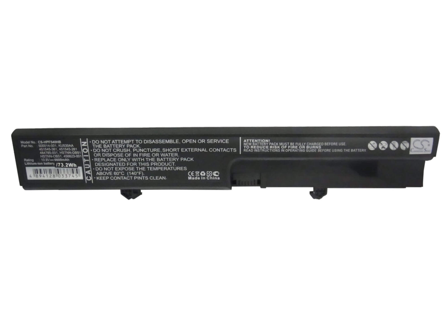 10.8V, 6600mAh, Li-ion Battery fits Compaq, Business Notebook 6520s, Business Notebook 6530s, 71.28Wh