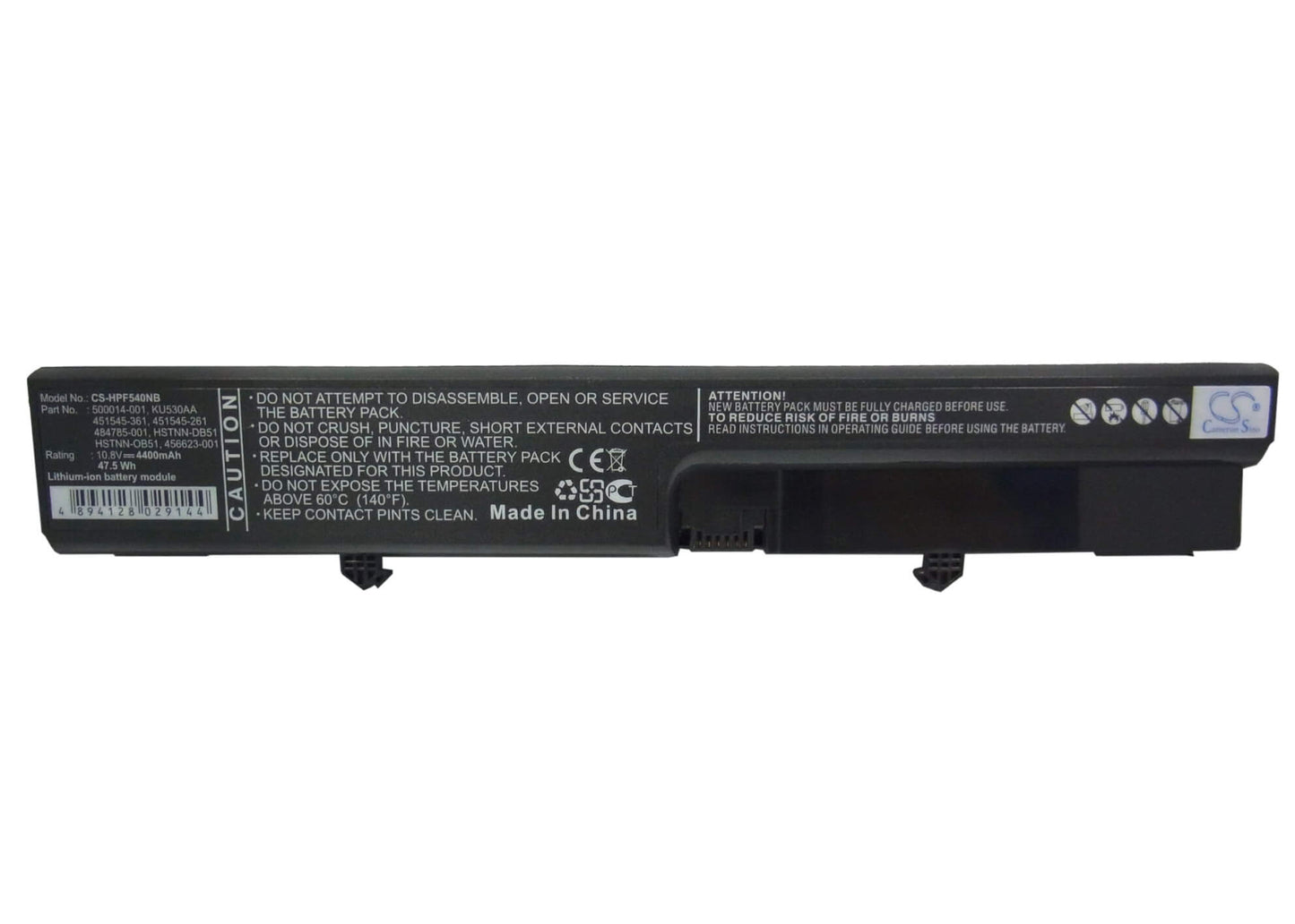10.8V, 4400mAh, Li-ion Battery fits Hp, 540, 541, 47.52Wh