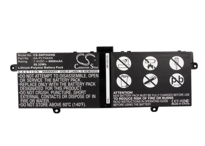 7.4V, 6800mAh, Li-Polymer Battery fits Samsung, Chromebook 550c, Xe550c22, 50.32Wh