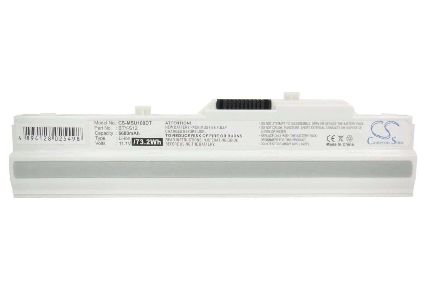 White, 11.1V, 6600mAh, Li-ion Battery fits Ahtec, Netbook Lug N011, 73.26Wh
