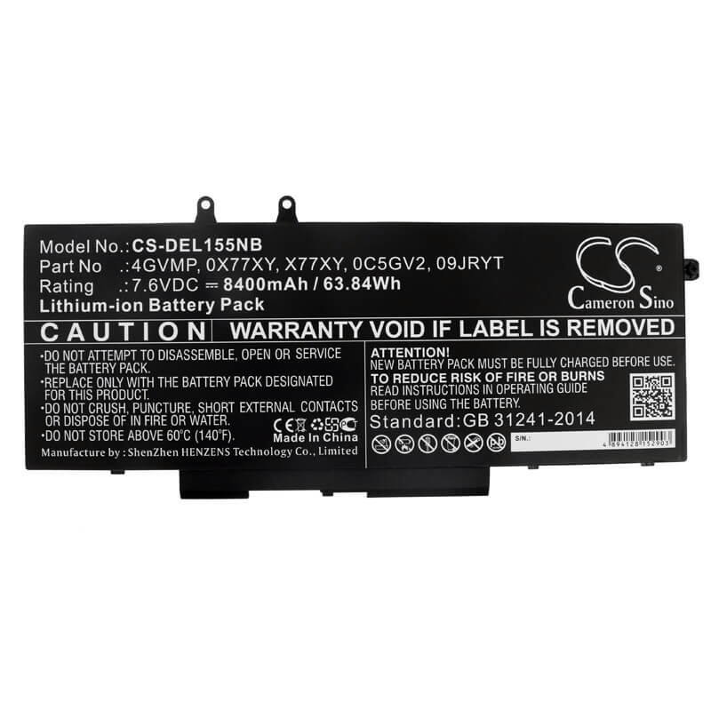 7.6V, 8400mAh, Li-ion Battery fits Dell, Latitude 14 5400, Latitude 14 5500, 63.84Wh