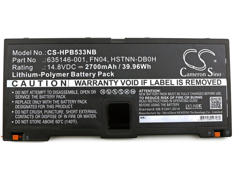 14.8V, 2700mAh, Li-Polymer Battery fits Hp, Probook 5330m, Probook 5330m(qa092pa), 39.96Wh